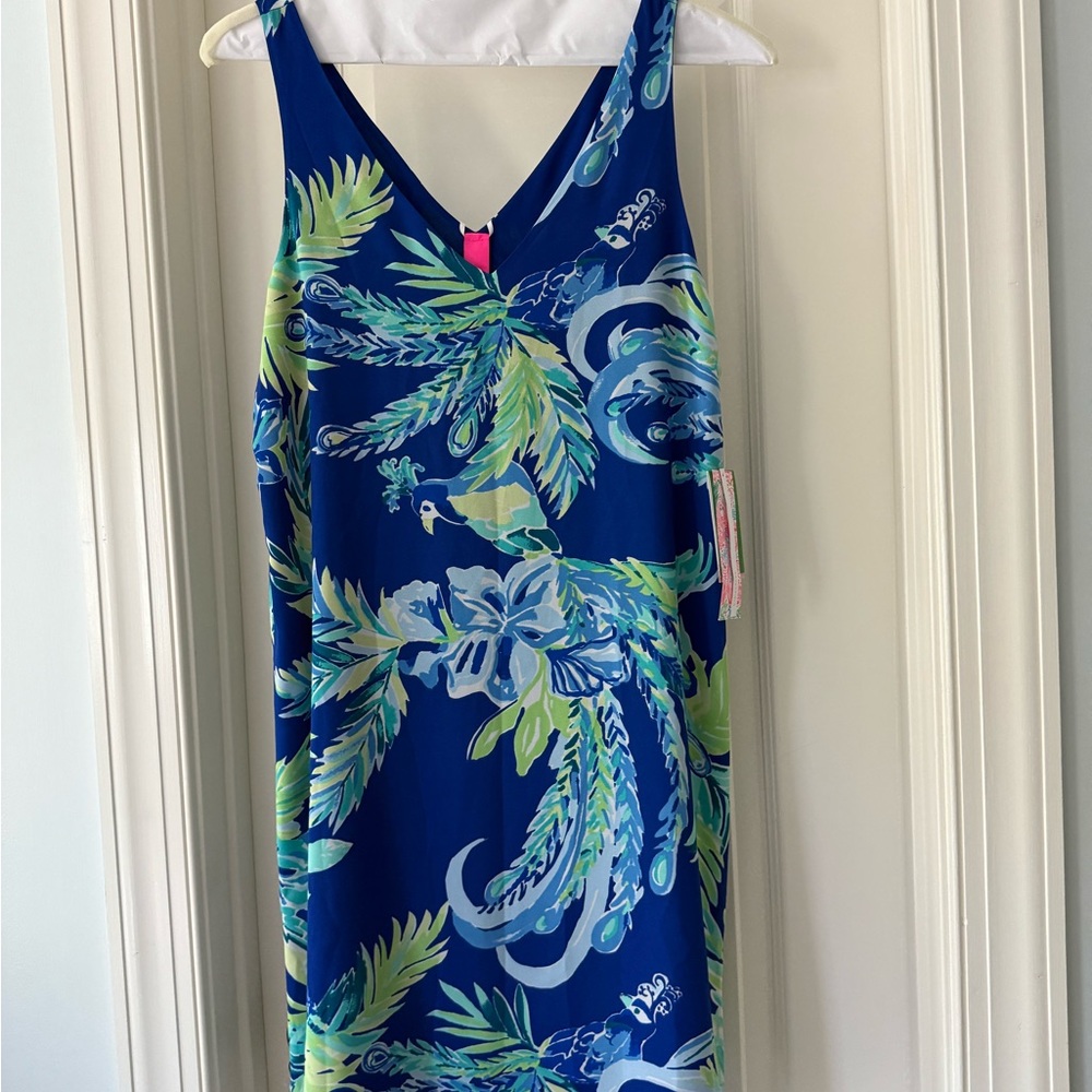 *NWT* Lilly Pulitzer Reversible Florin Sleeveless V-neck Shift Dress- Blue/Green